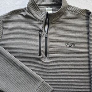 Callaway Golf Pullover Mens XL Gray Ottoman Ribbed Quarter Zip Chest Pocket